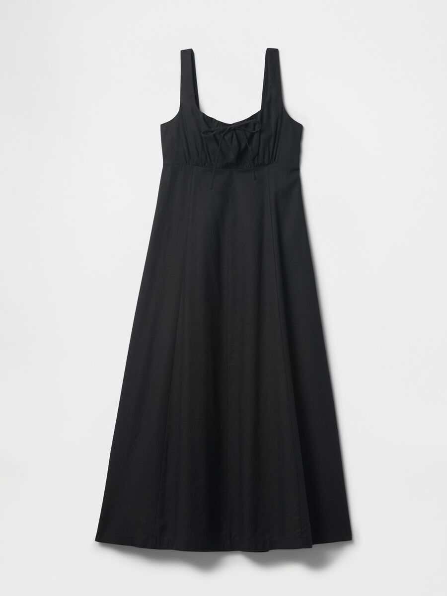 Gap Black Linen and Viscose Long Dress_6
