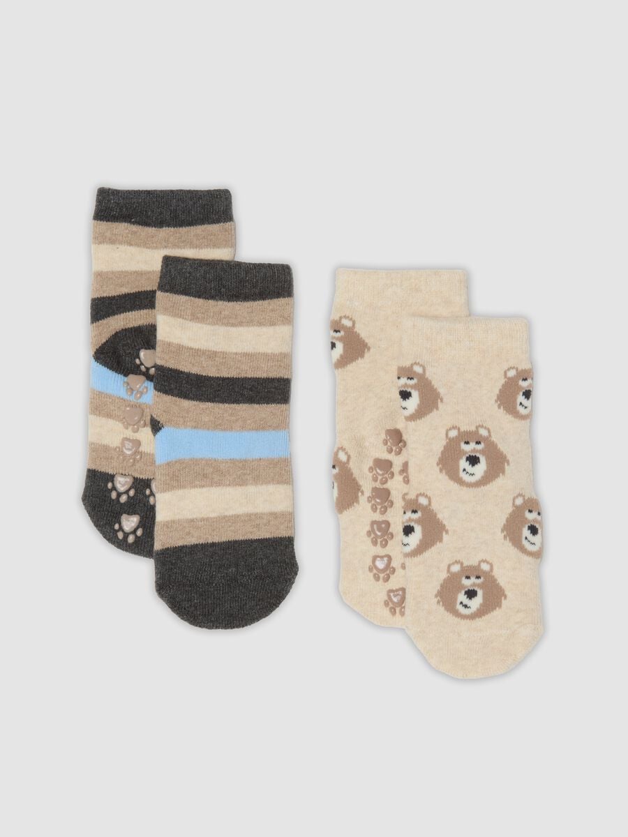 2-pack multicolour non-slip baby socks in stretch organic cotton_0