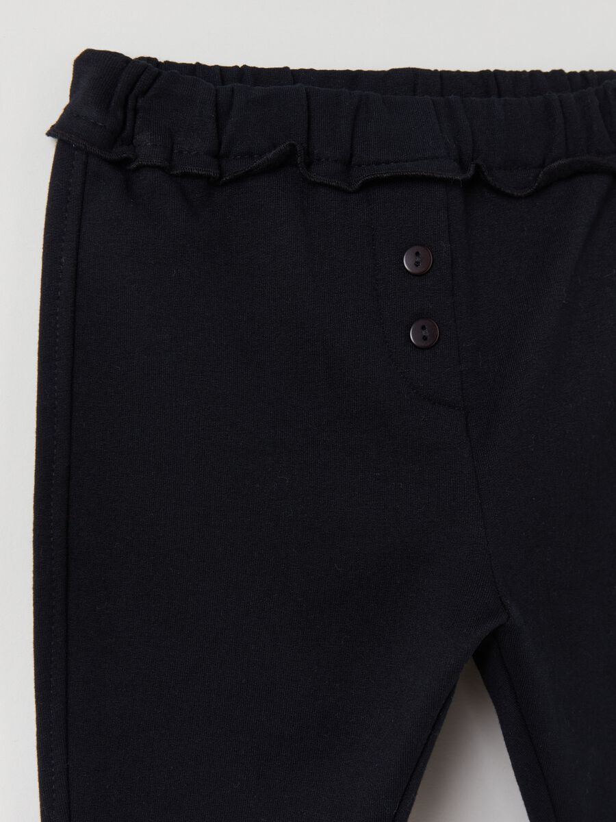 Stretch cotton joggers with ruffles_2