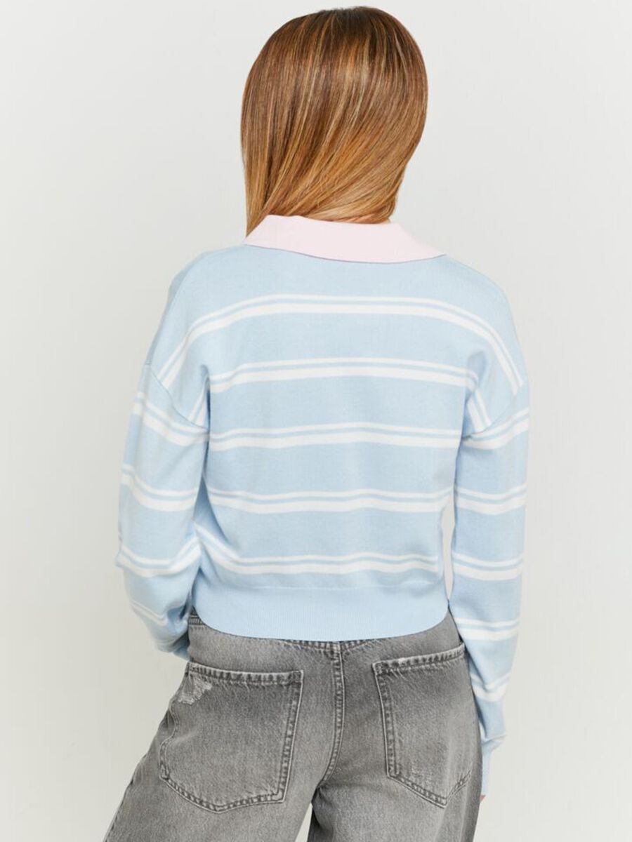 Women's black and white regular fit mixed sweater_1