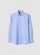 Light blue slim-fit cotton-blend shirt with French collar_0