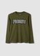 T-shirt verde in puro cotone organico con scritta per ragazzo_0
