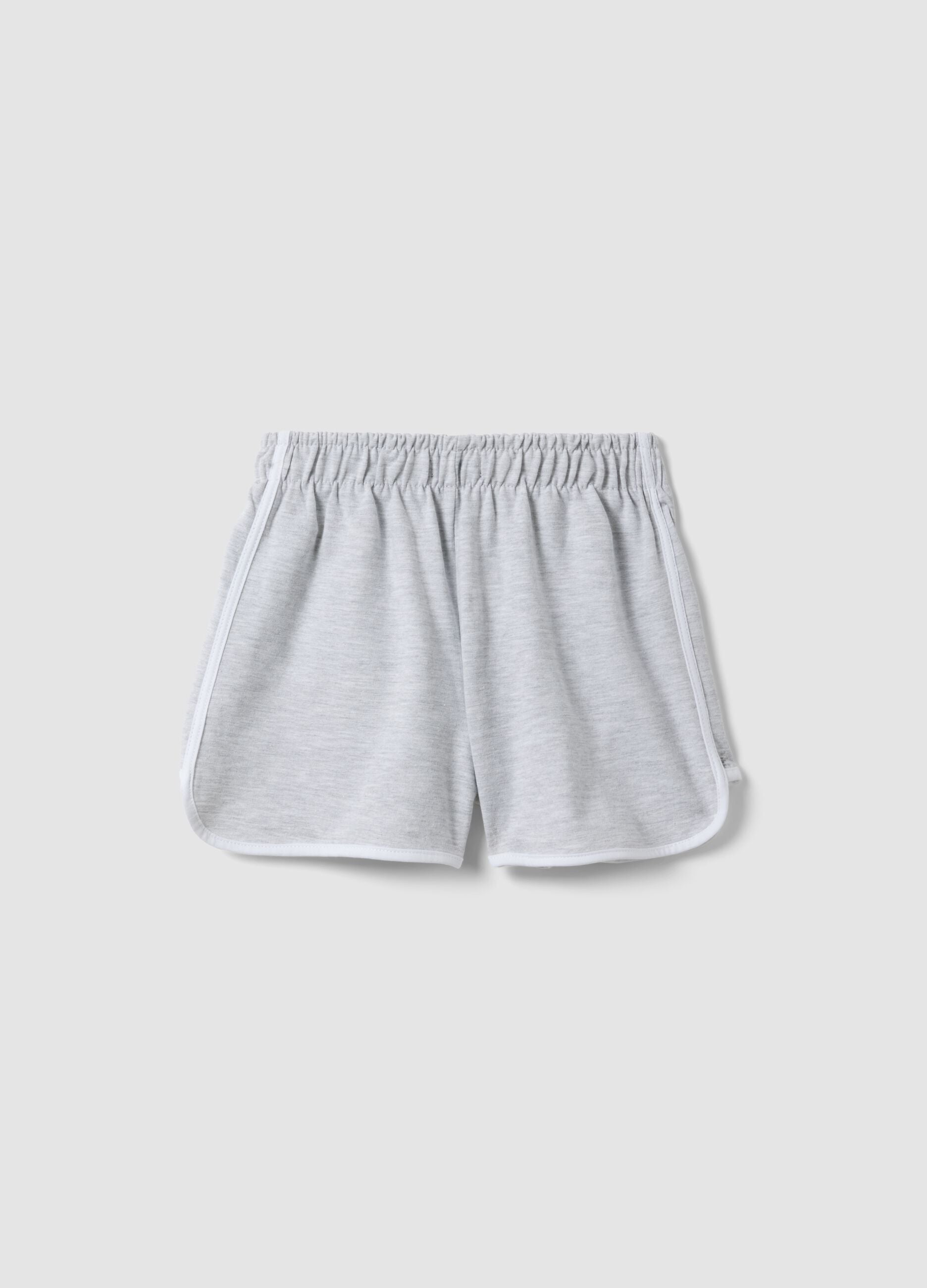 Grey cotton-blend shorts with elasticated waist for girls, comfy fit
