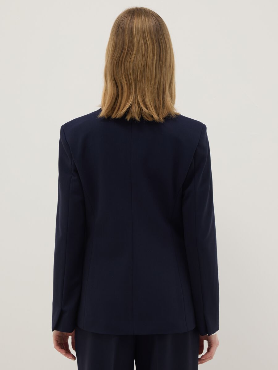 Blue Slim Fit Stretch Blazer with Buttons_2