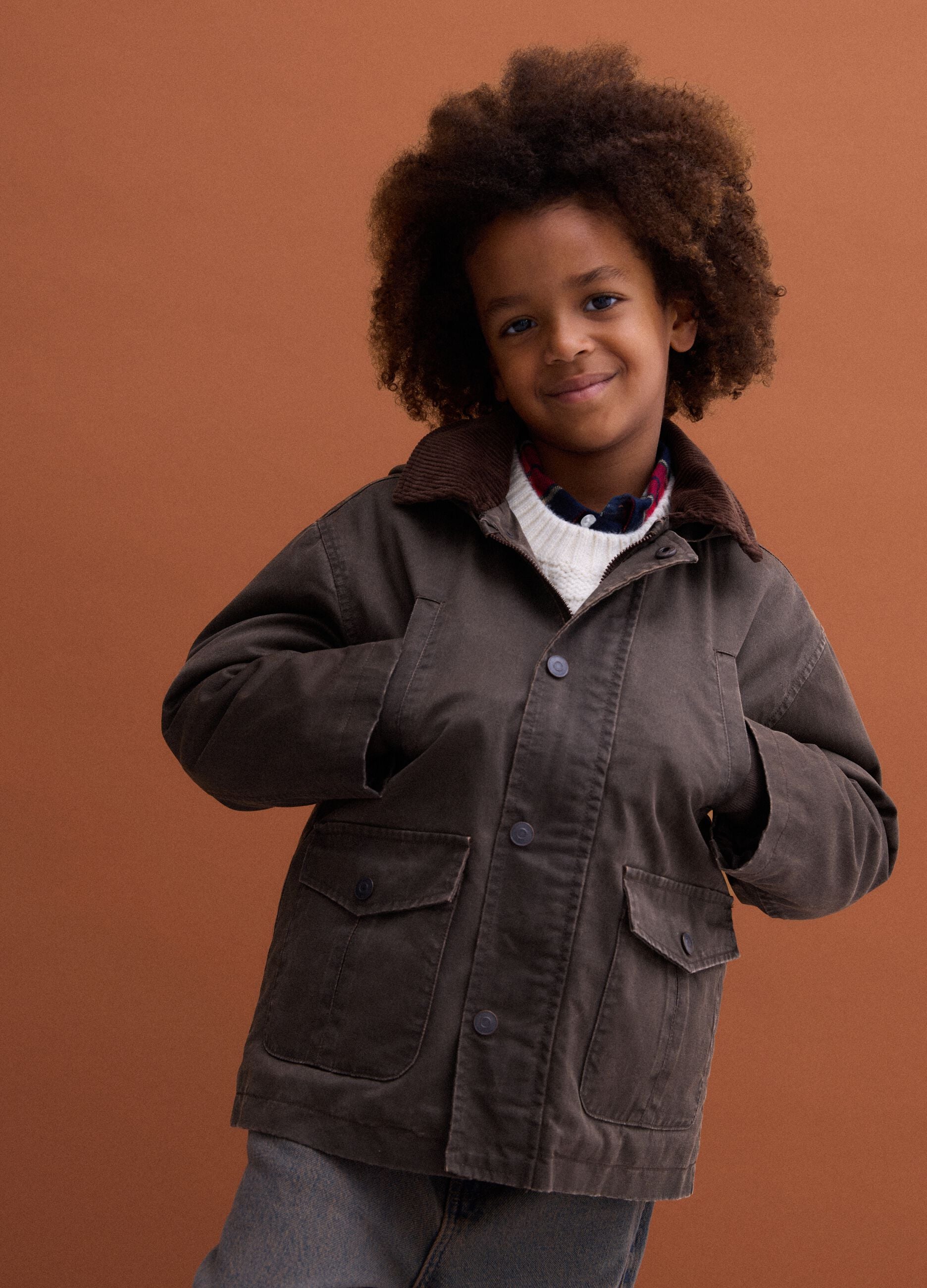 Green water-repellent padded cotton-blend jacket with hood