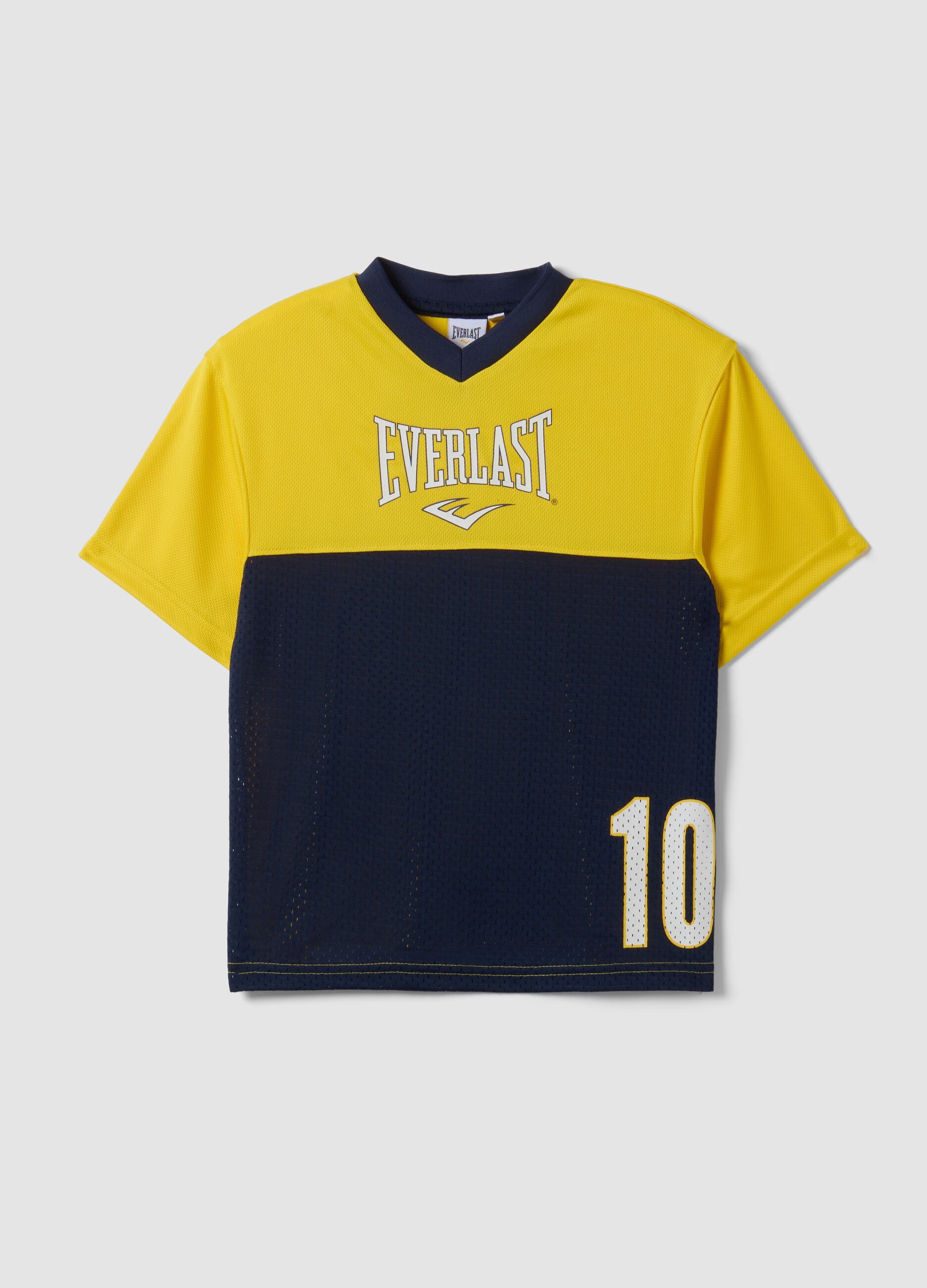Yellow and blue regular-fit T-shirt with perforated insert for boys