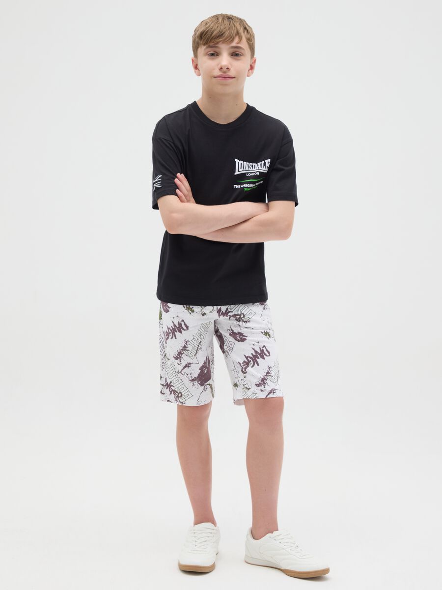 Pantaloni corti da ragazzo in puro cotone multicolor regular fit_0