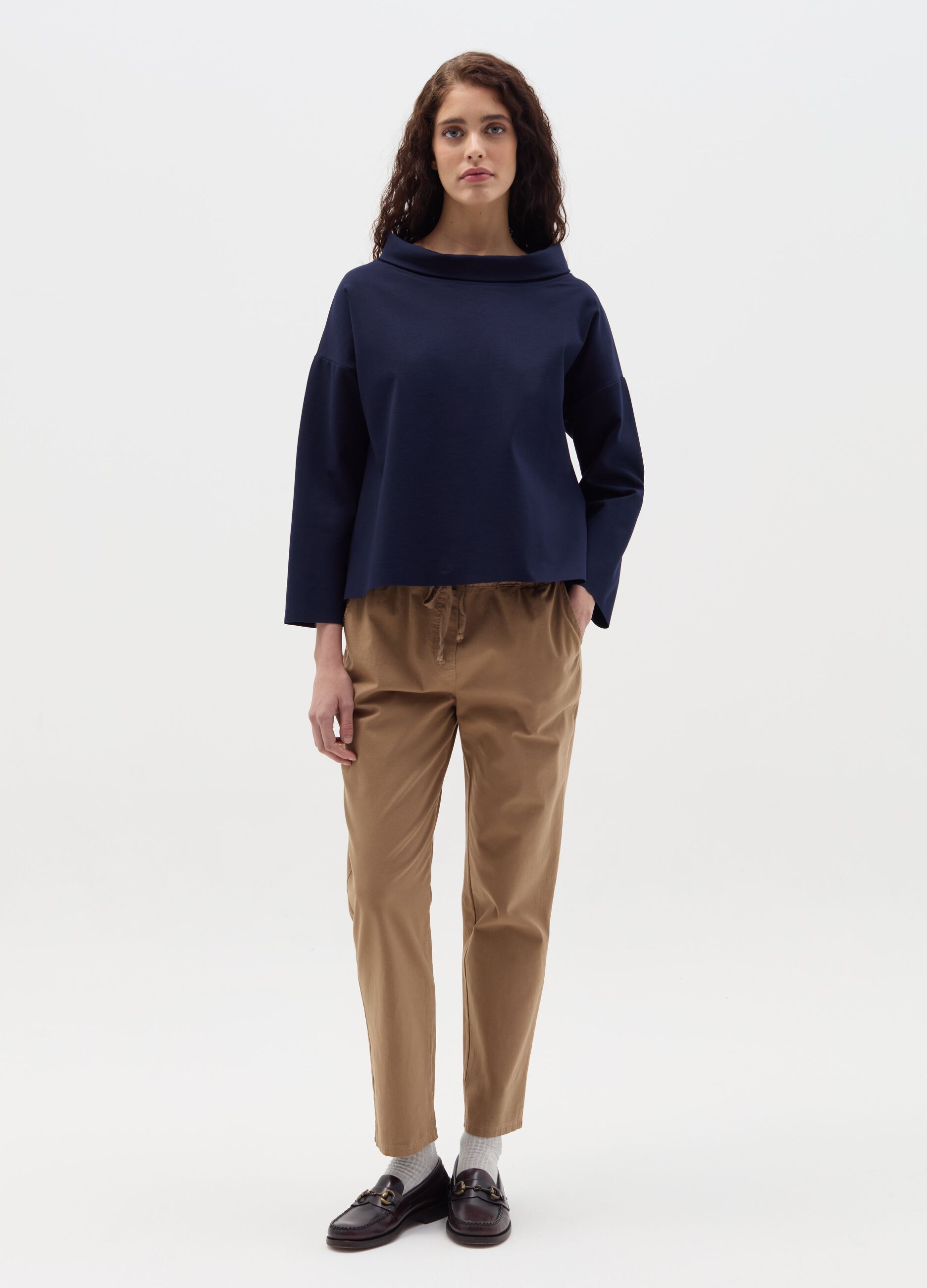 Blouse with cowl neck