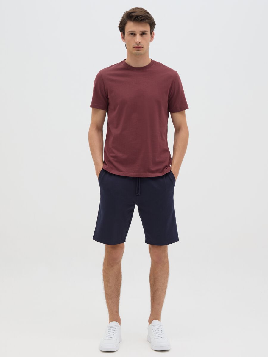 Men's blue cotton blend shorts, regular fit with back pocket_0