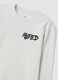 White pure organic cotton T-shirt with "Hyped" print for boys_4