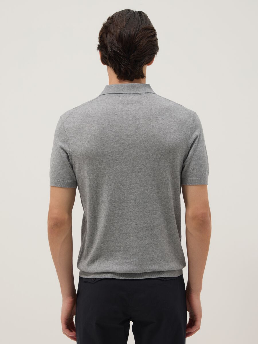 Grey pure cotton polo shirt regular fit_3