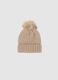 Beige Hat with Pom-Pom and Inscription_0