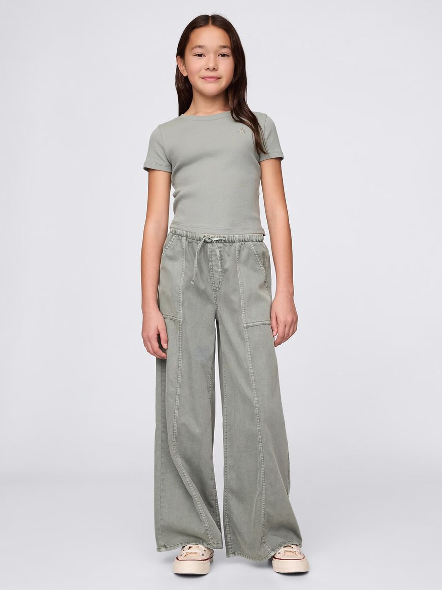 Pantaloni a palazzo in cotone e lyocell_0