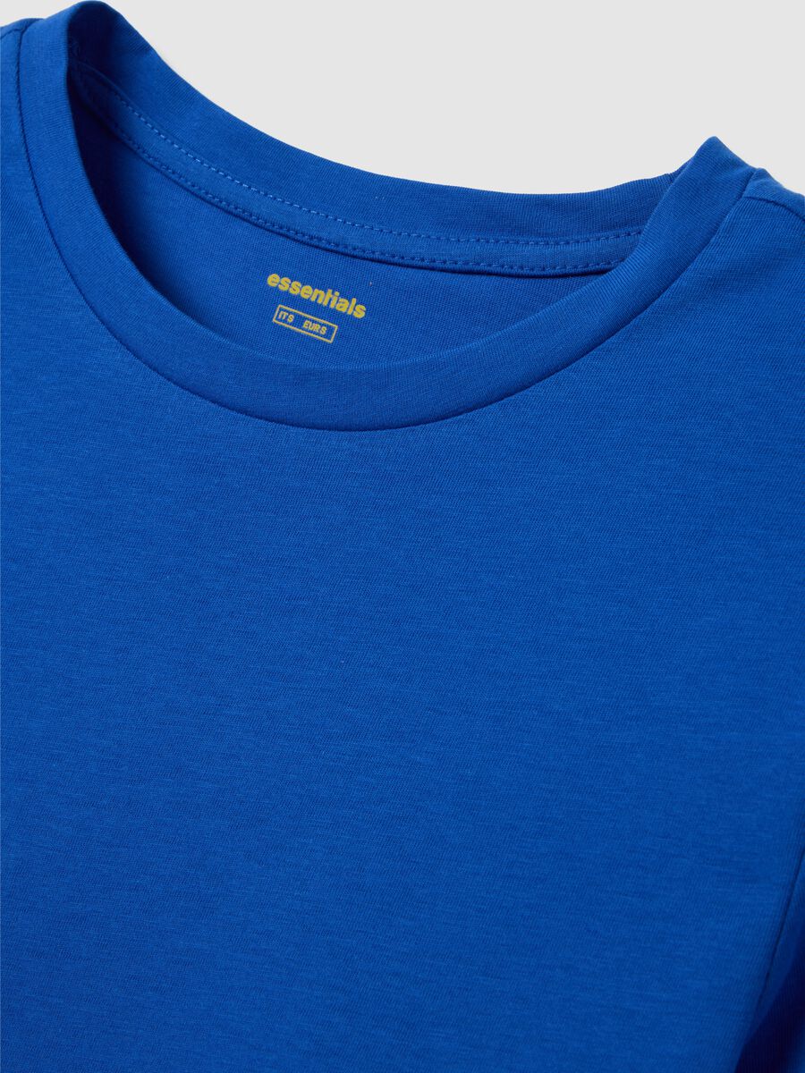 Women's blue pure cotton regular fit T-shirt_1