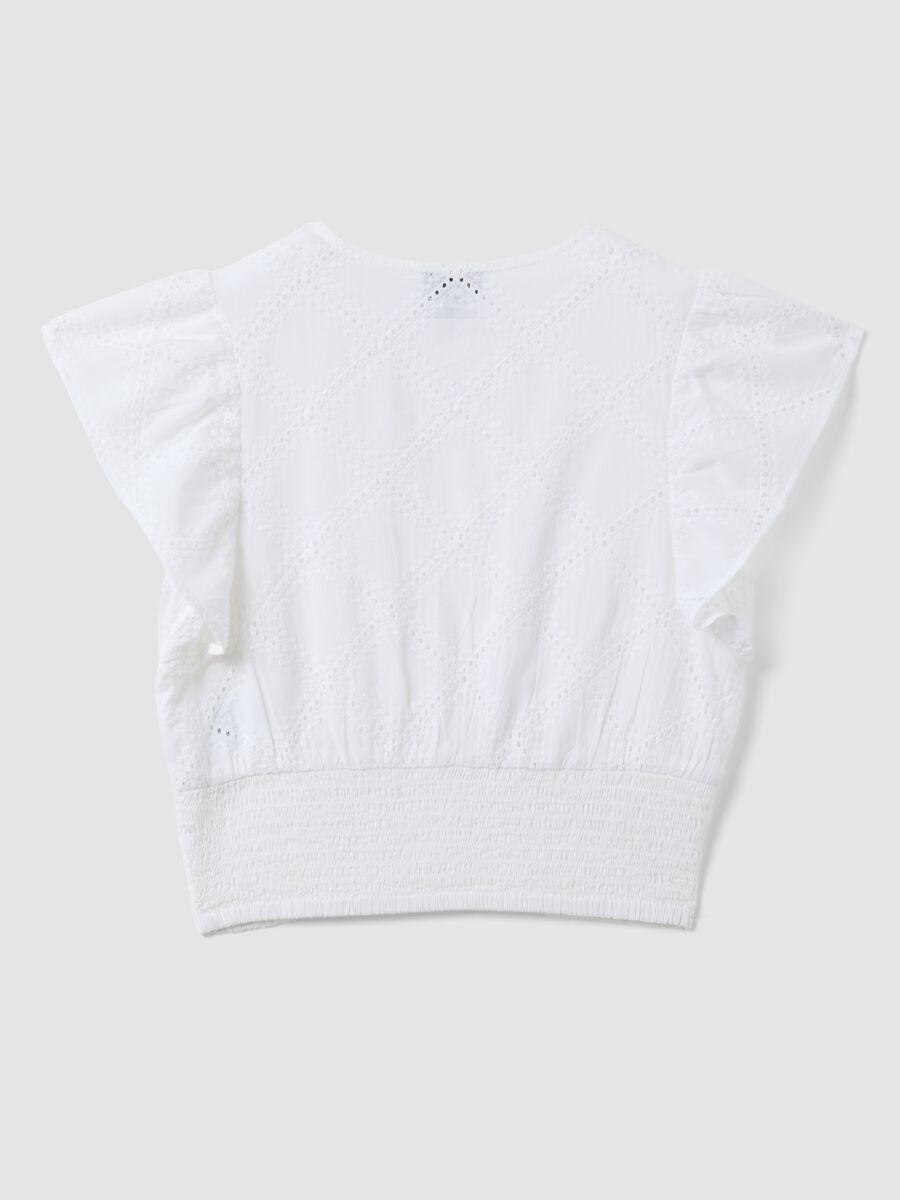 Camicia a maniche corte in puro cotone bianca da ragazza regular fit_4