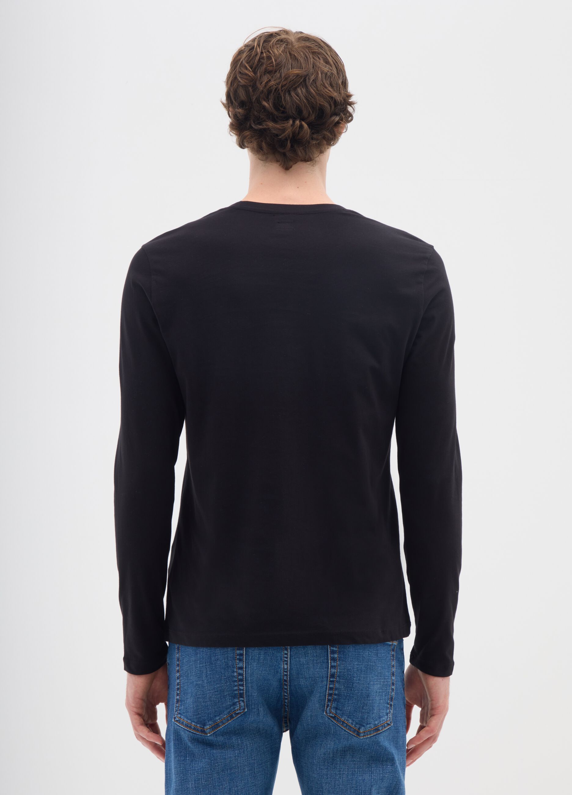 Black pure cotton regular fit T-shirt