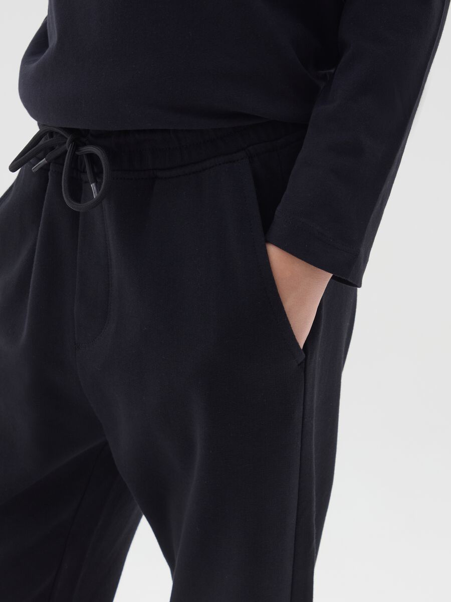 Pantaloni jogger neri da ragazzo in puro cotone regular fit_2