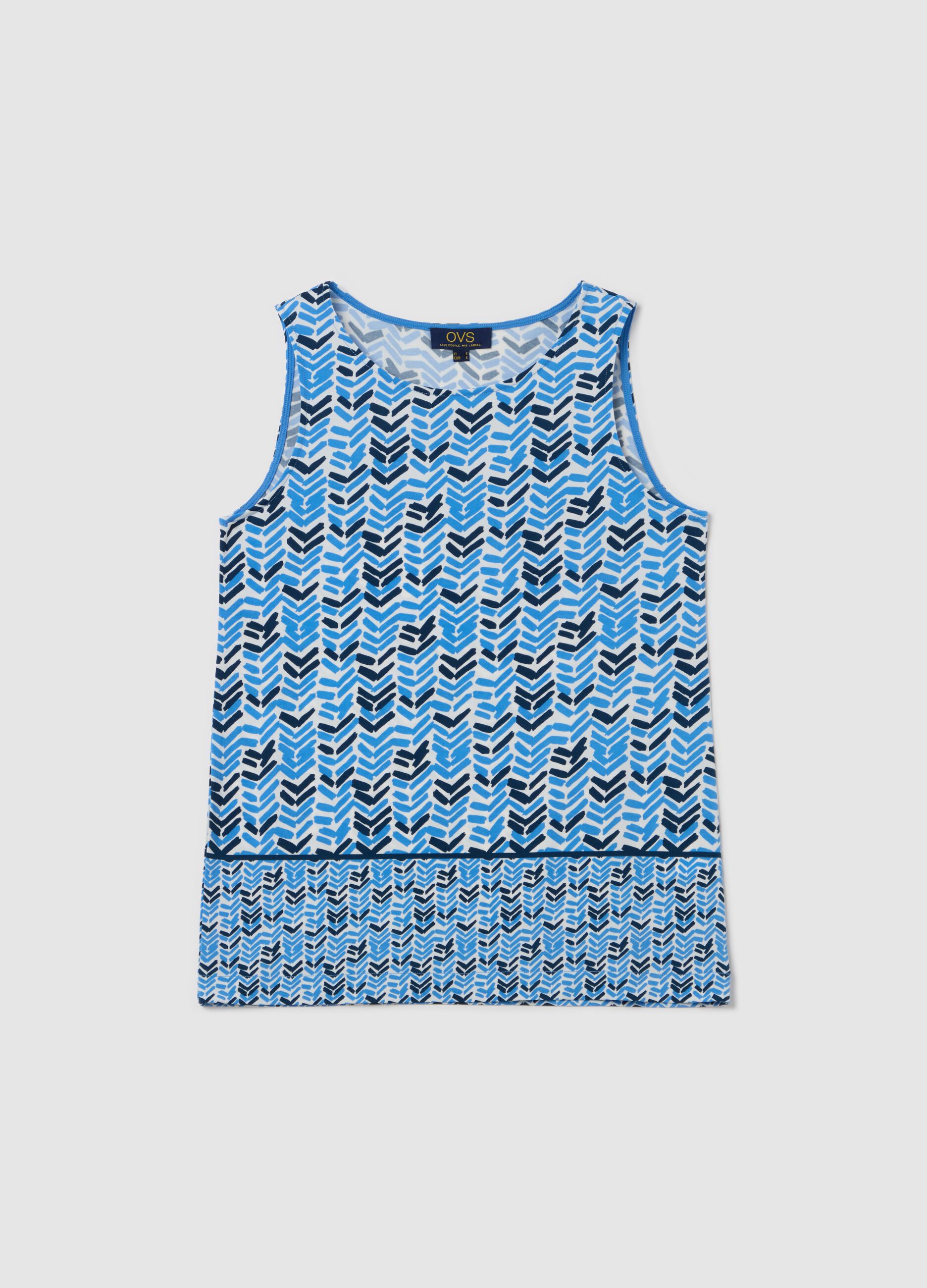 Light blue tank top with geometric pattern