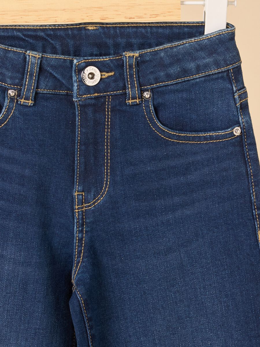 Stretch cotton wide leg jeans_1