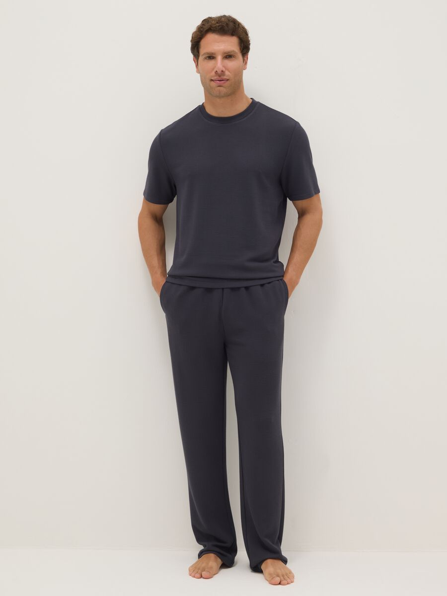 Blue viscose blend pyjama trousers in regular fit_0