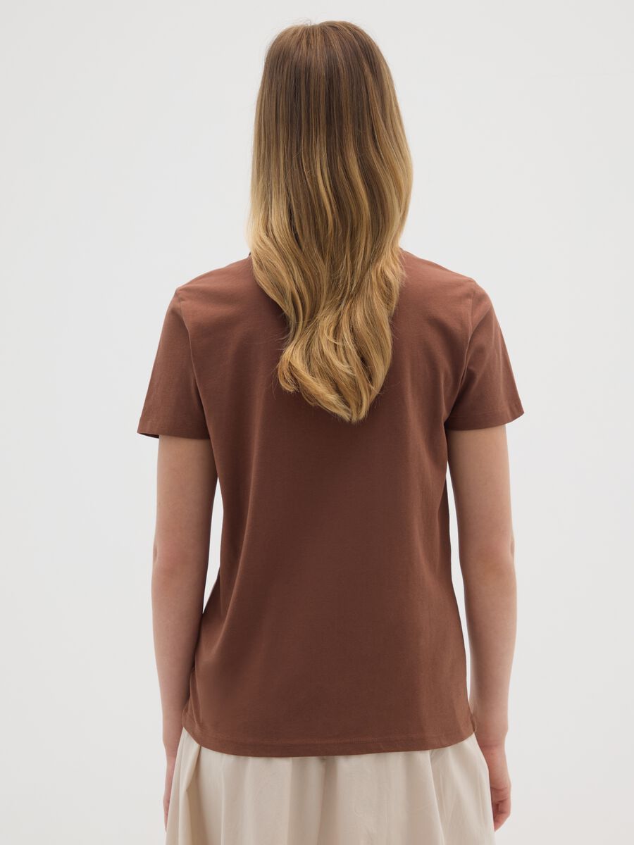 T-shirt in puro cotone marrone regular fit_2