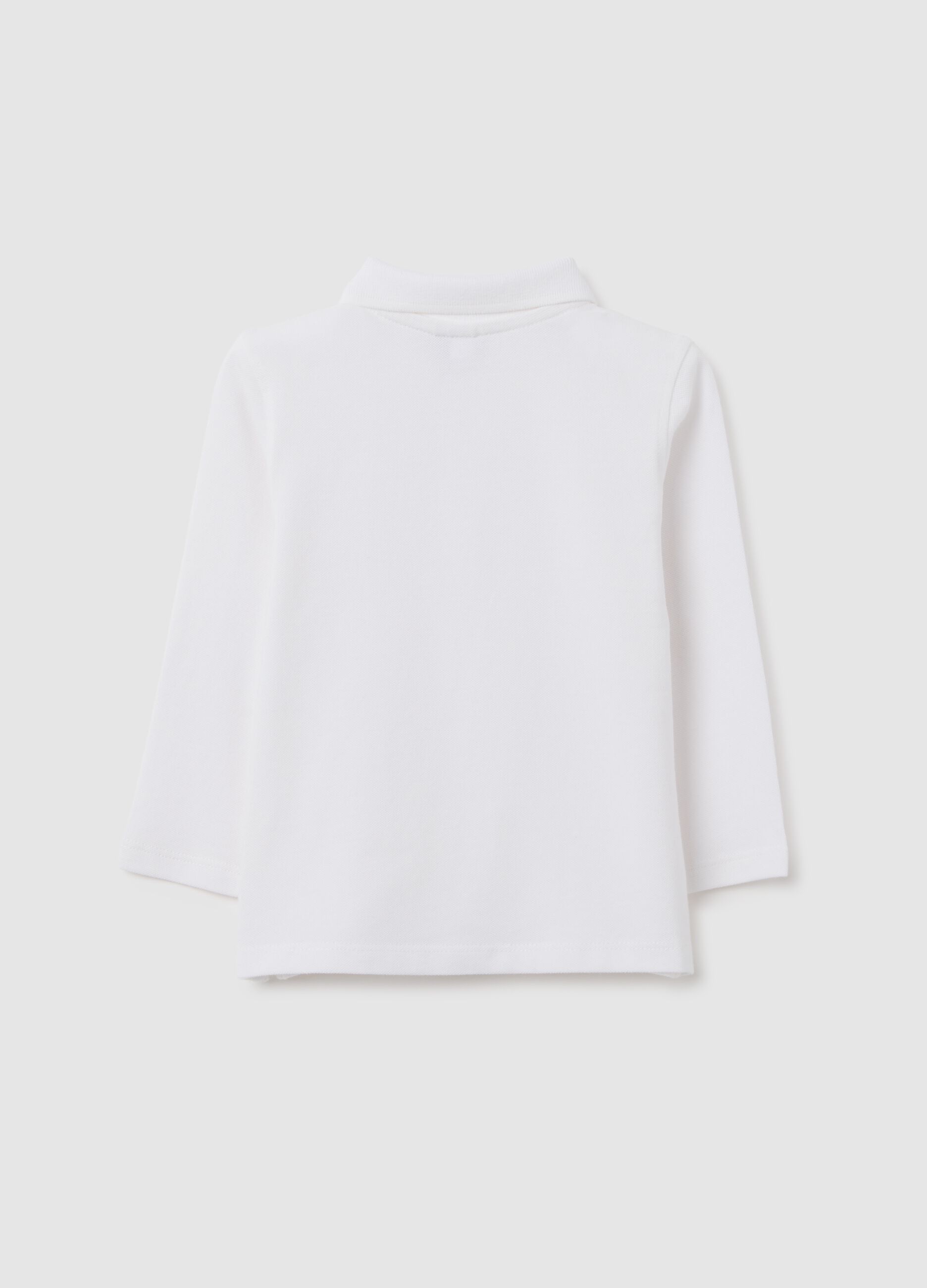 Baby polo shirt in pure white cotton regular fit