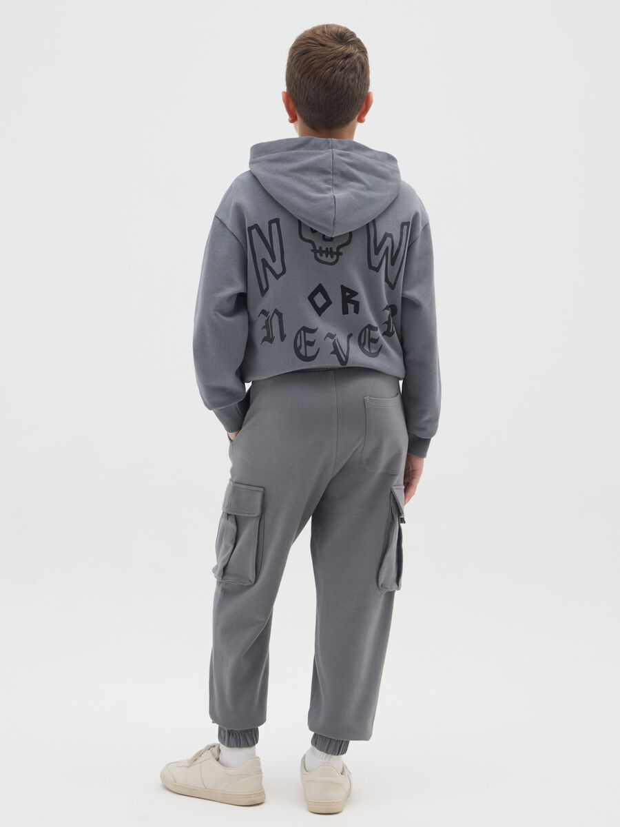 Jogger da ragazzo in puro cotone nero regular fit_1