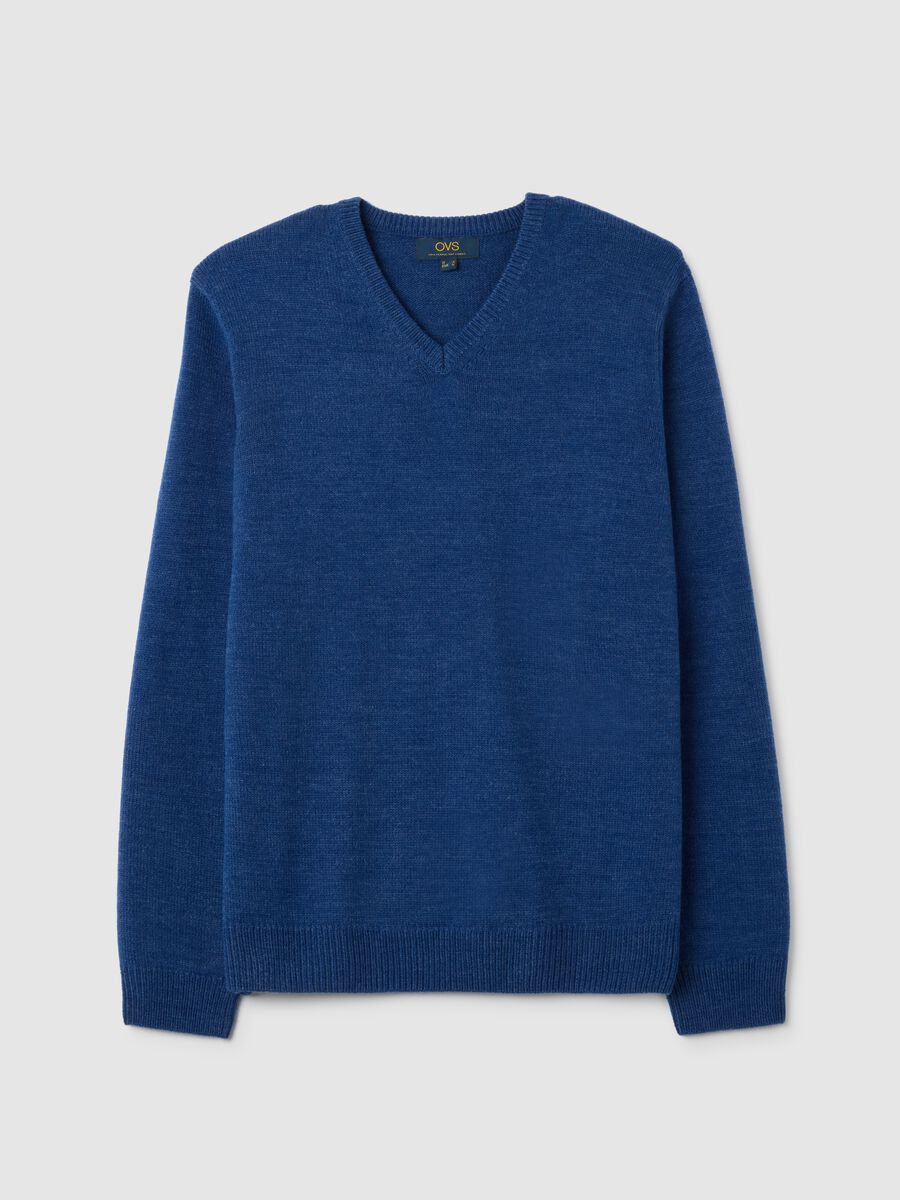 Blue V-neck sweater_0