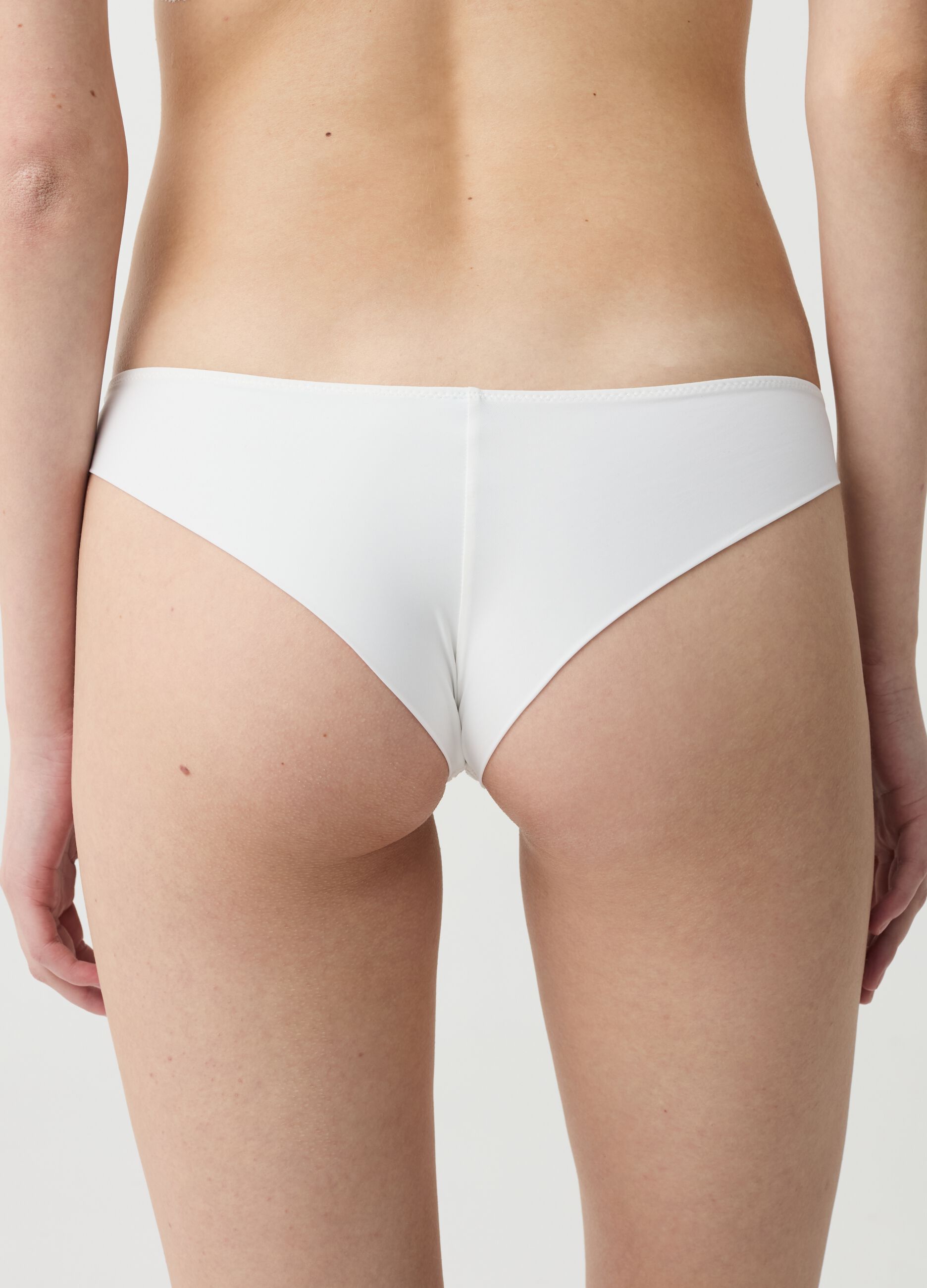 Microfibre Brazilian-cut briefs with lace on the front