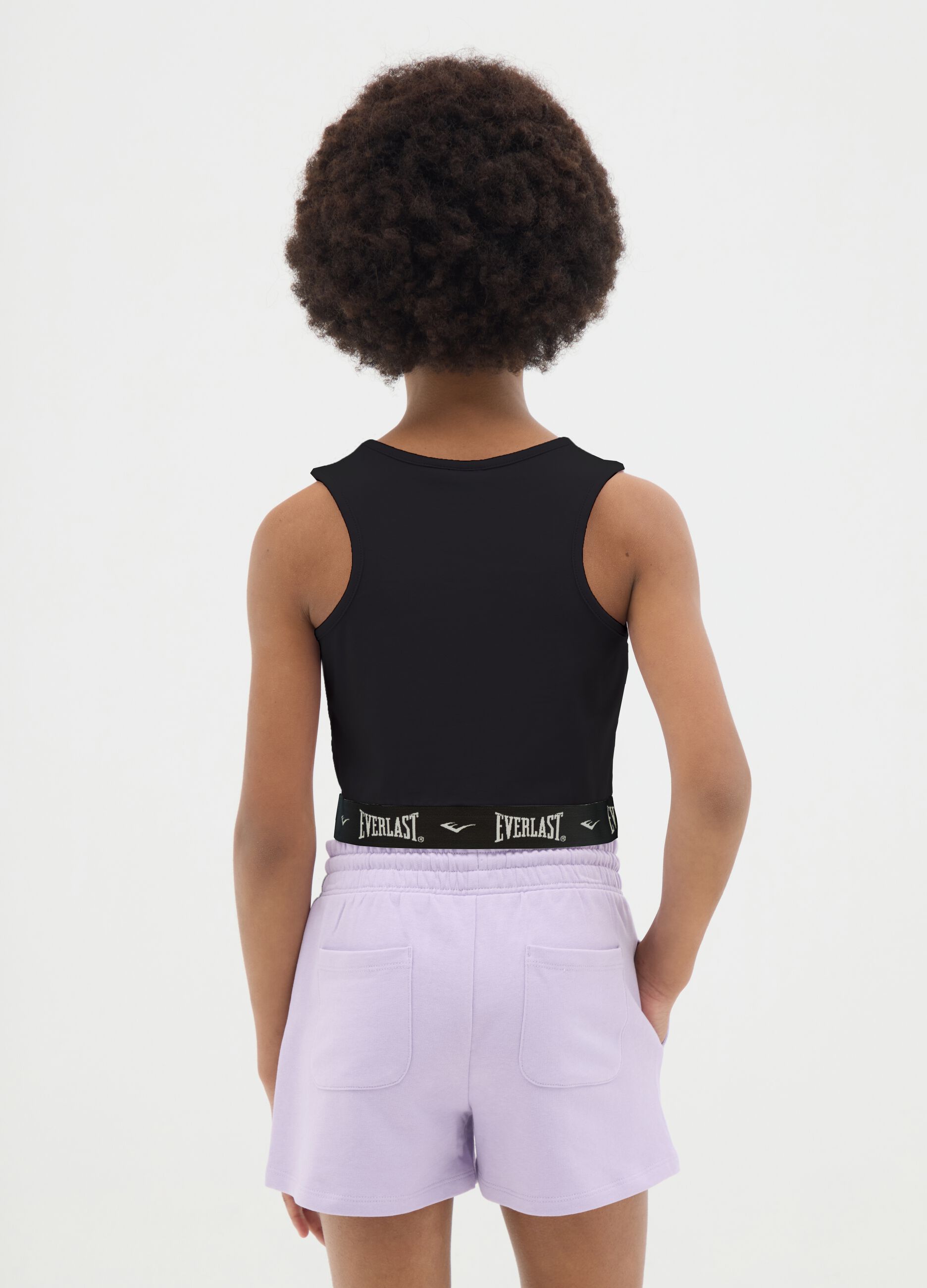 Girls' fitted black cotton top with Everlast logo