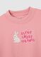 Pink cotton blend sweatshirt regular fit with embroidery and crew neck_5