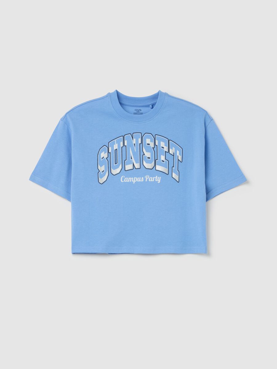 "Sunset Campus Party” cotton T-shirt with boxy fit_3