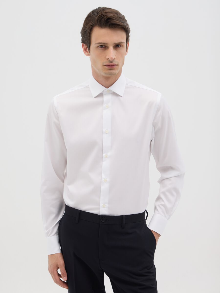 Men's white pure cotton shirt regular fit_0