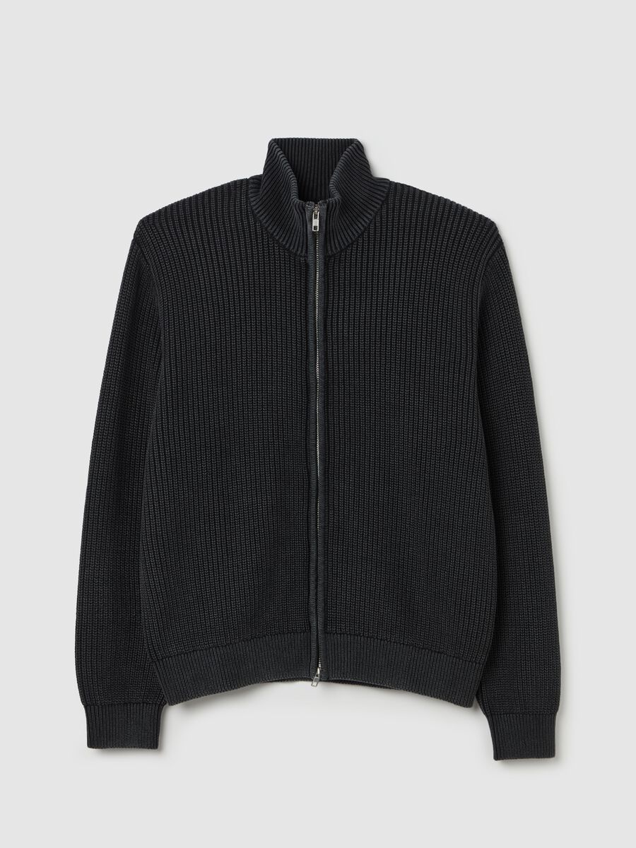 Full-zip cardigan in ribbed cotton_4