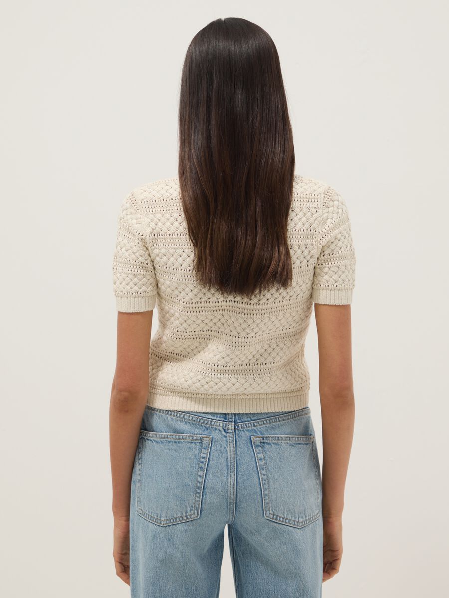 White cotton-blend regular-fit knitted cardigan_3