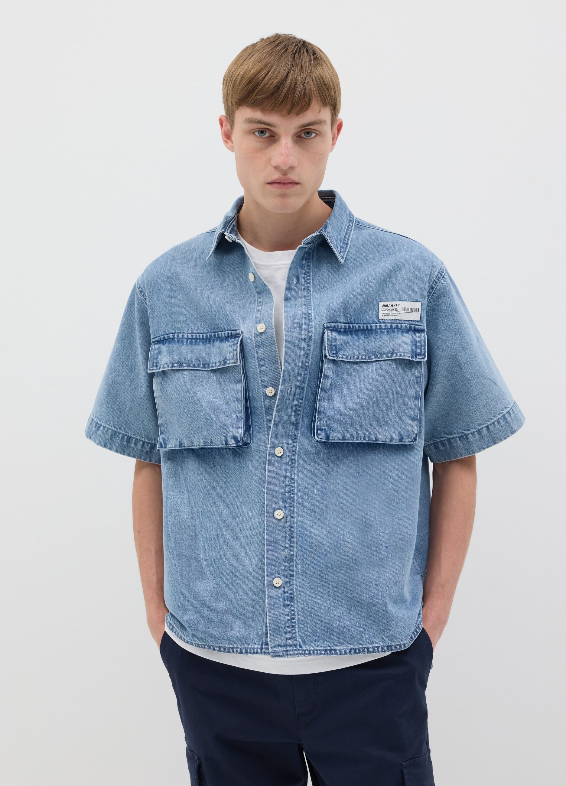 Camicia a maniche corte in denim