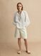 Blusa in misto cotone e lino bianca regular fit con dettagli traforati_0