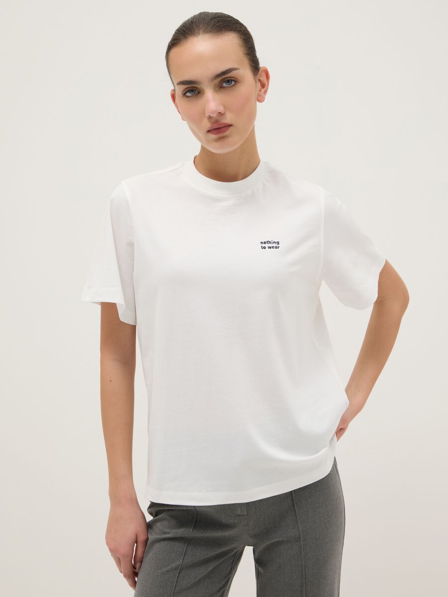 White Pure Cotton T-shirt Relaxed Fit_0