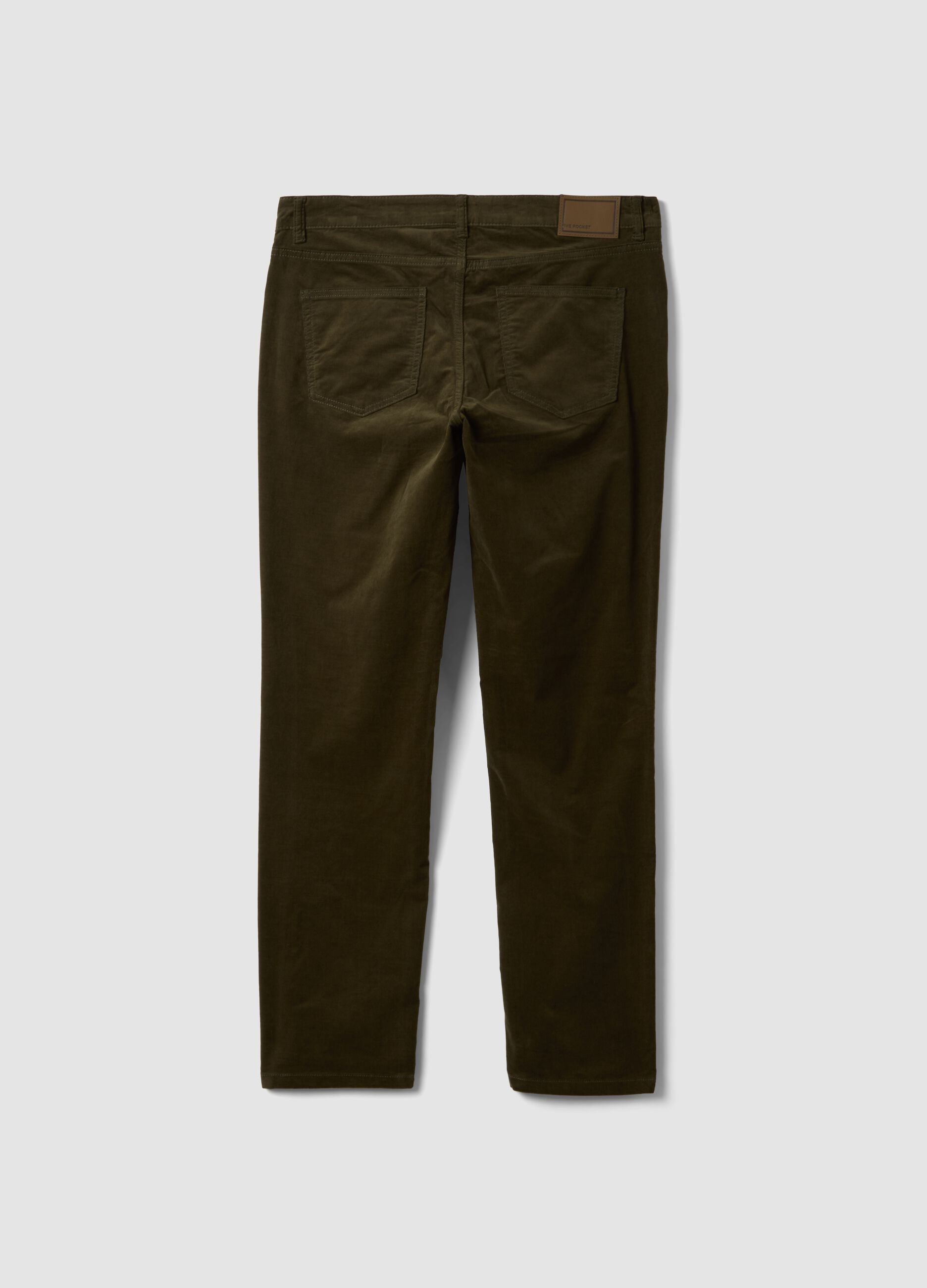 Green slim-fit stretch cotton corduroy trousers