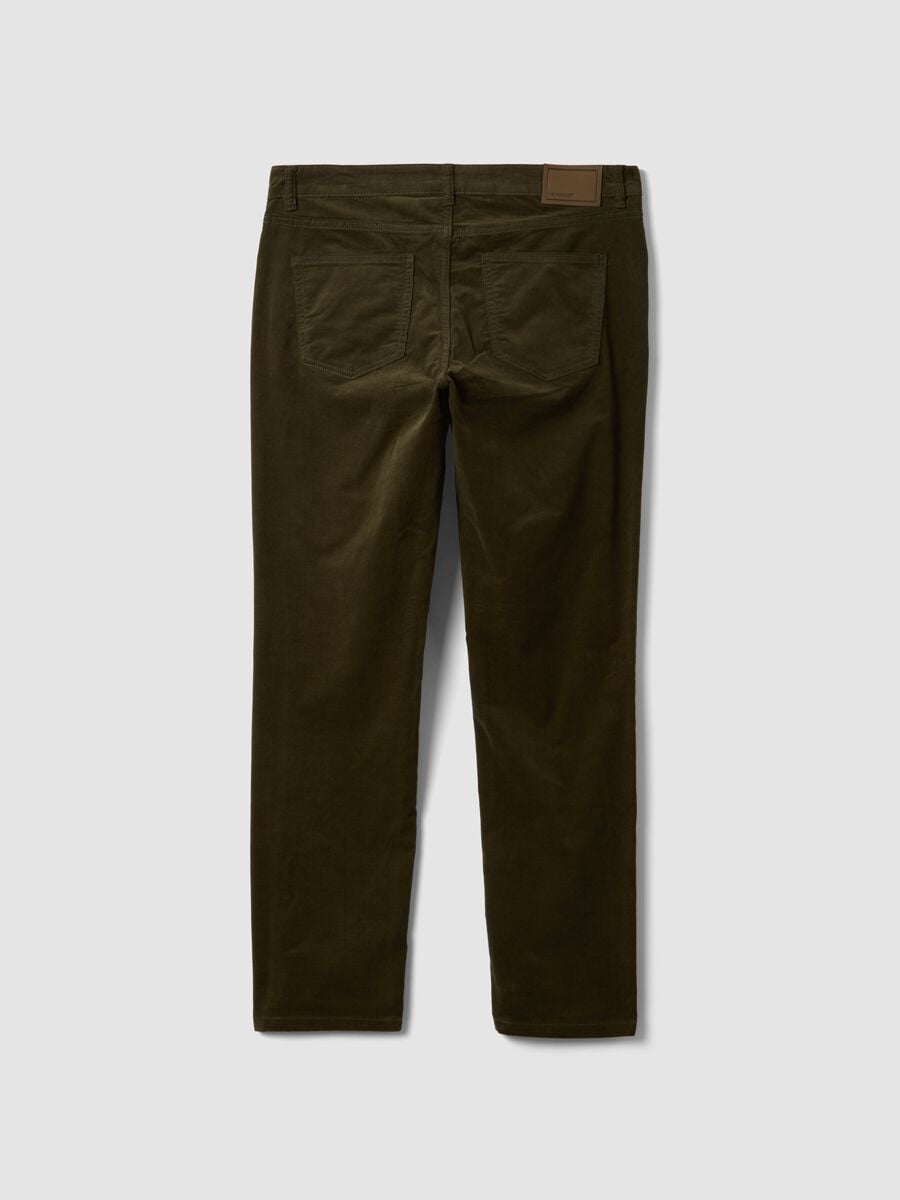 Pantaloni verdi a costine in cotone elasticizzato slim fit_2