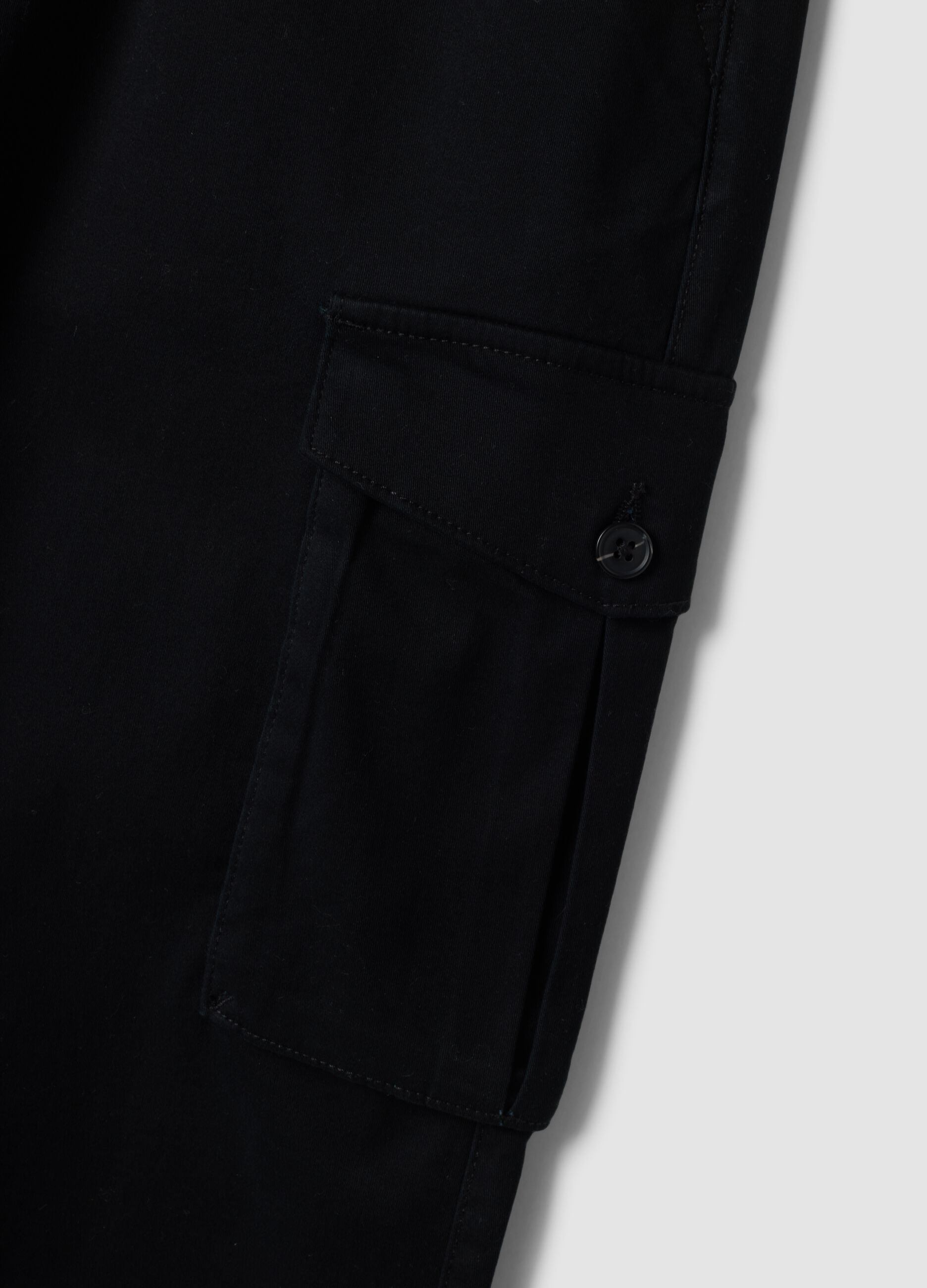 Black slim-fit stretch cotton cargo trousers