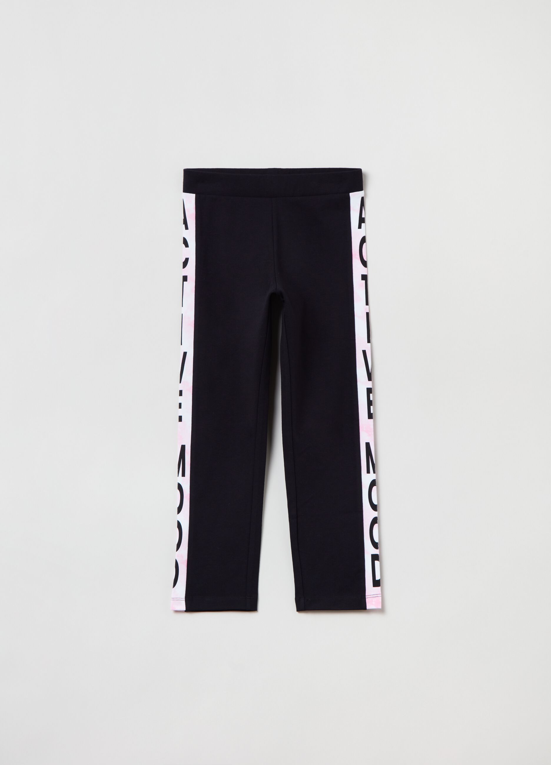Leggings a tre quarti con stampa lettering_0