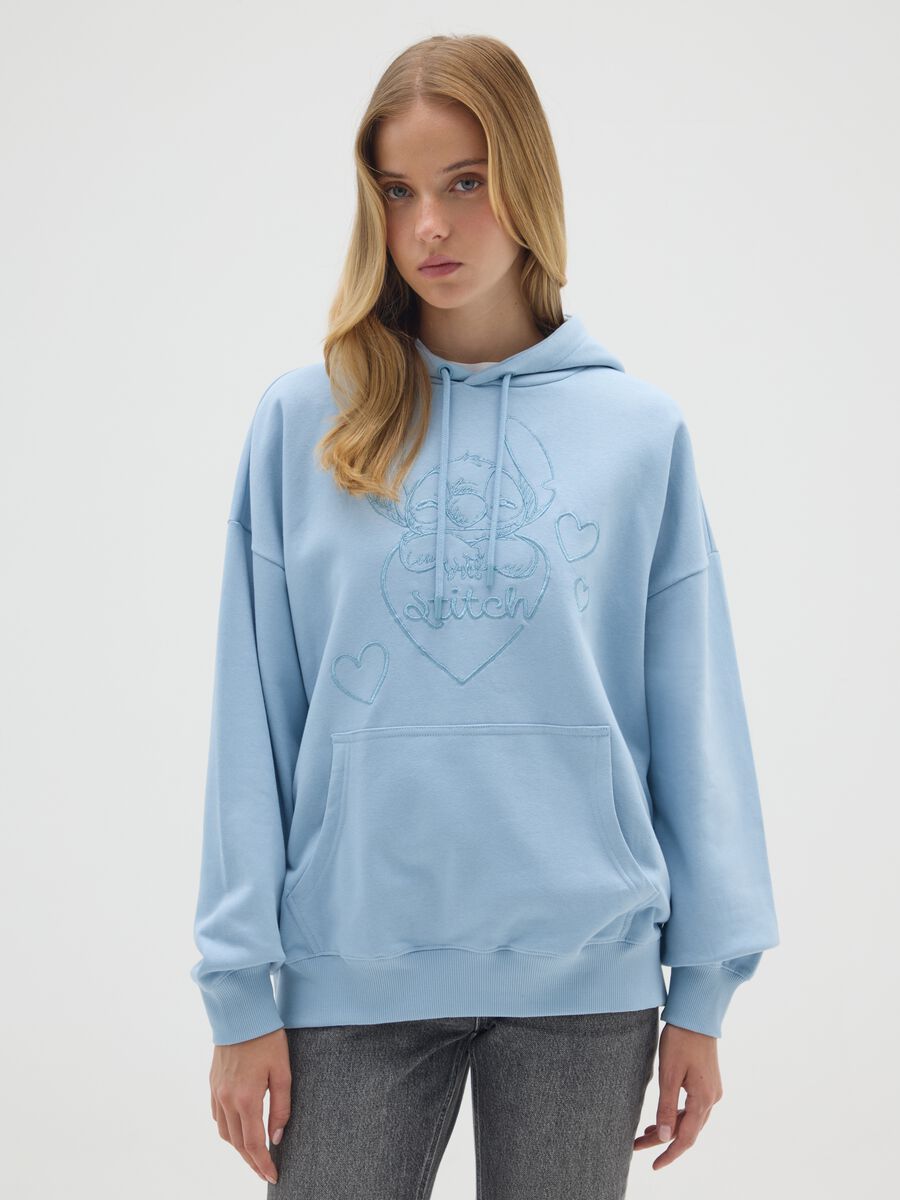 Regular fit blue cotton blend sweatshirt_0