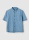 Sky blue denim pure cotton oversized fit shirt_4