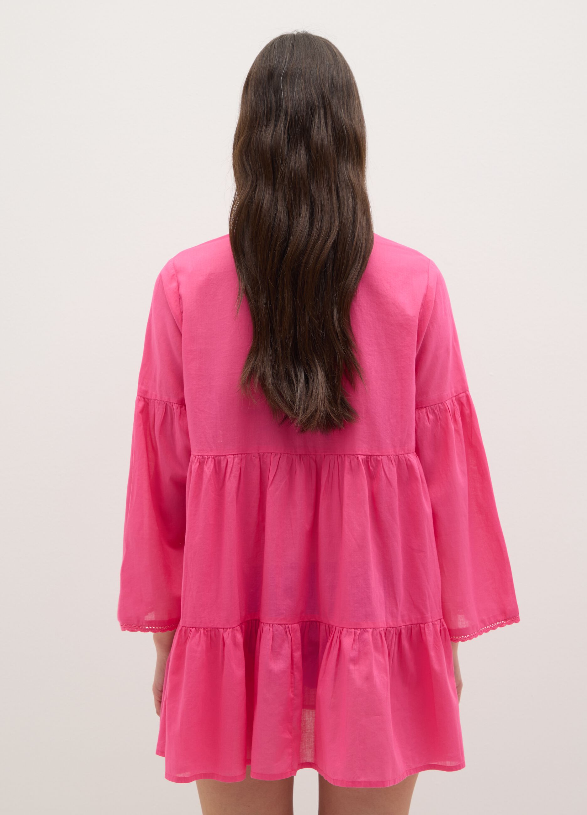 Loose-fitting pink women's shirt in pure cotton