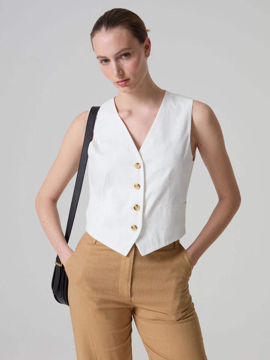 Contemporary gilet in linen and viscose_0