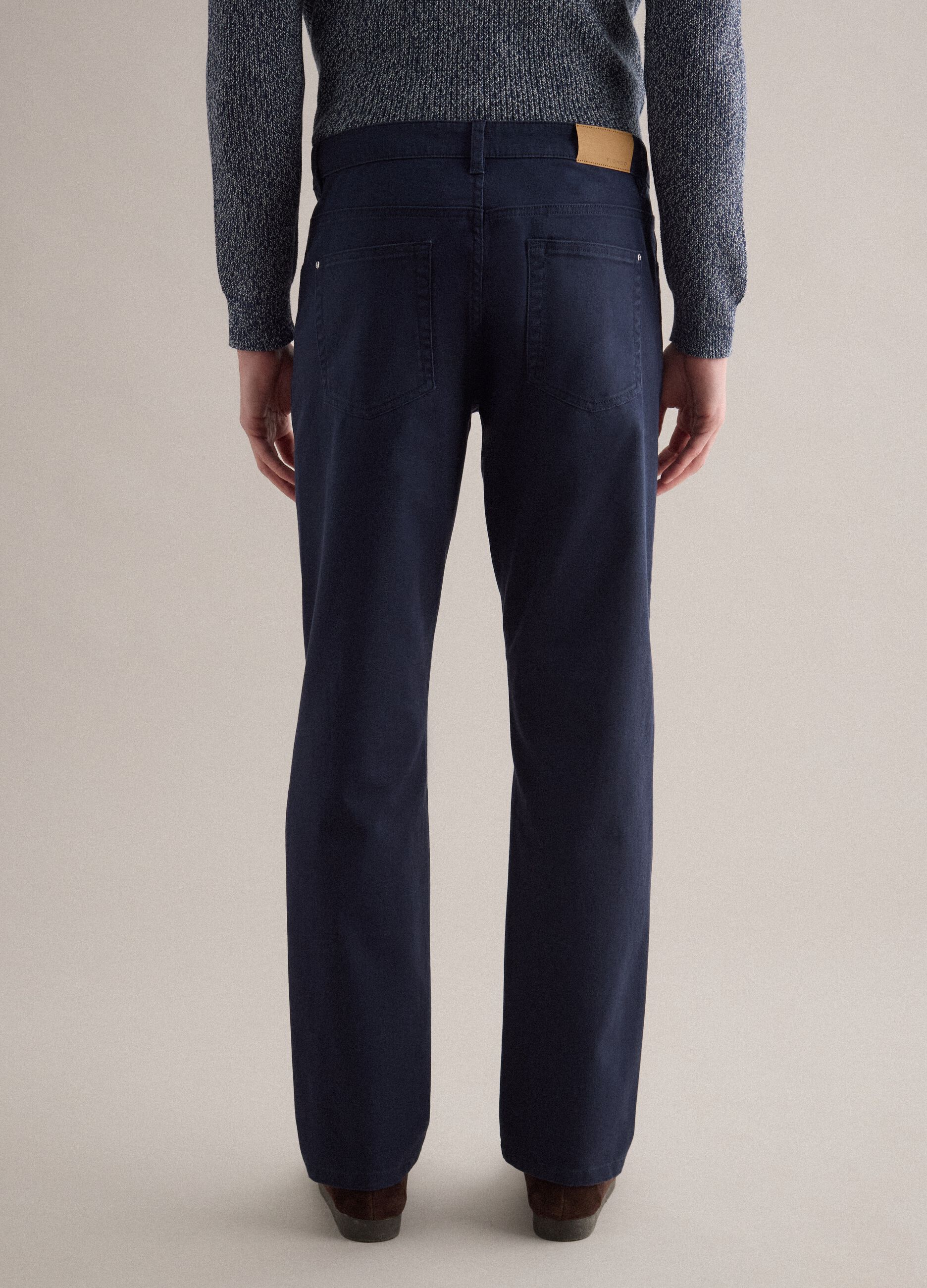 Blue Stretch Twill Trousers Regular Fit