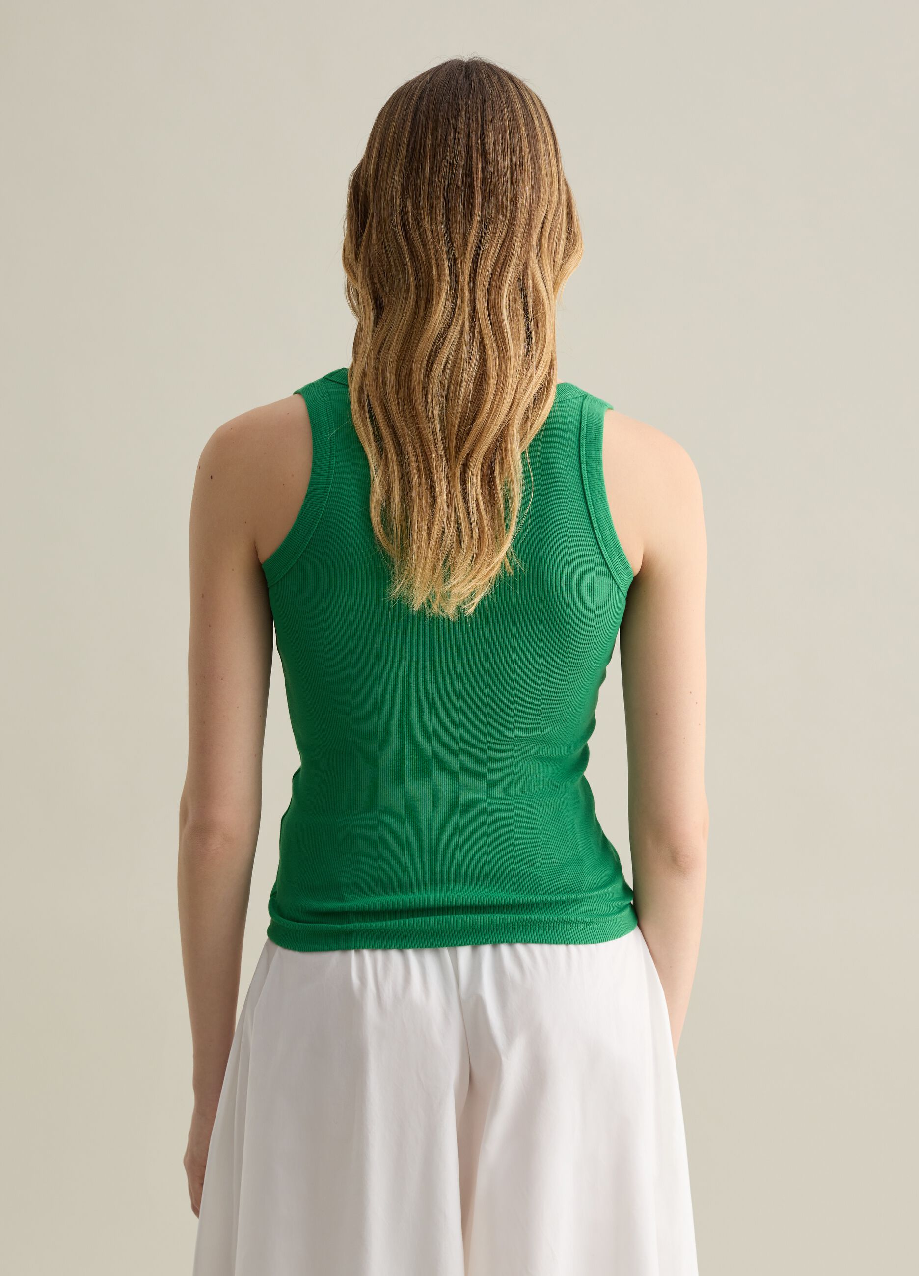 Green ribbed tank top