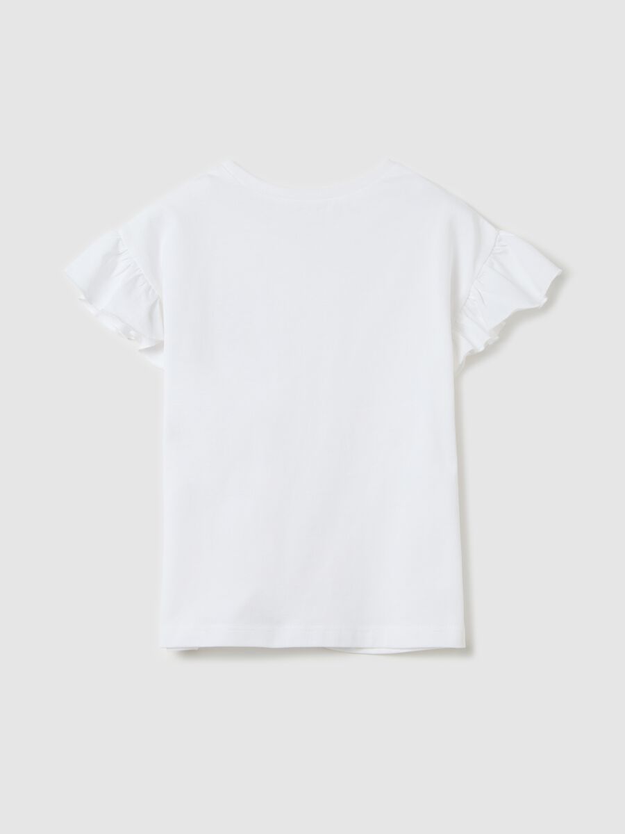 White T-shirt in cotton with diamantés_1