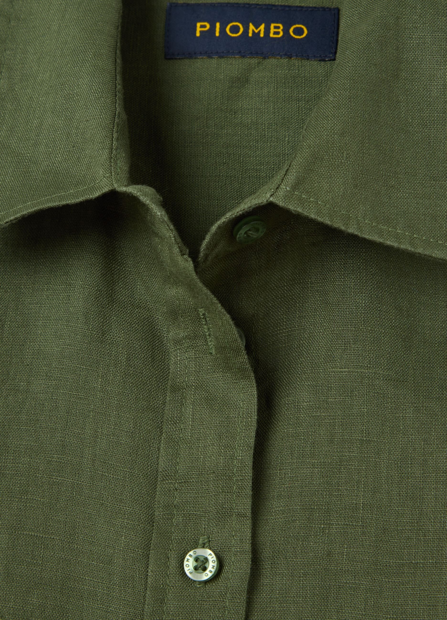 Green regular-fit shirt in linen